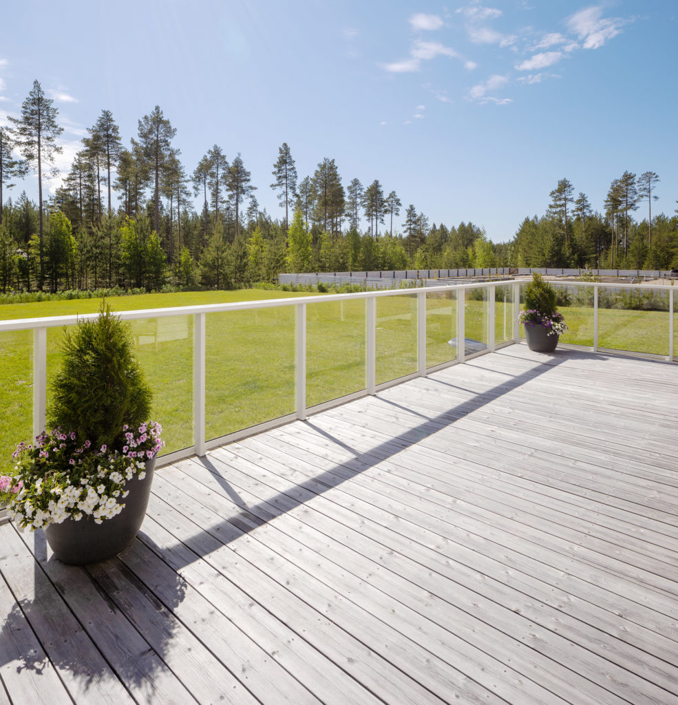 Glass railings for terraces